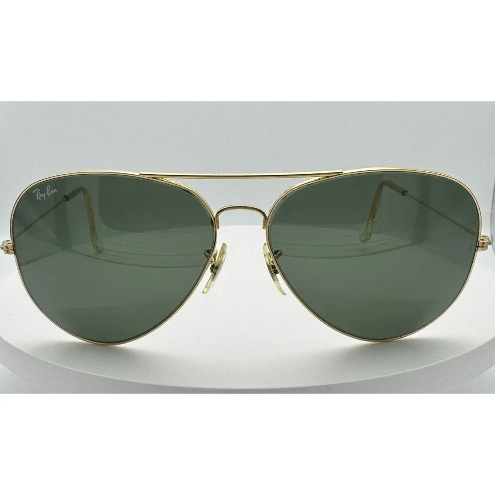 Vintage Ray-Ban Aviator USA Gold Green Lenses 64[]14 Bausch & Lomb w/Case